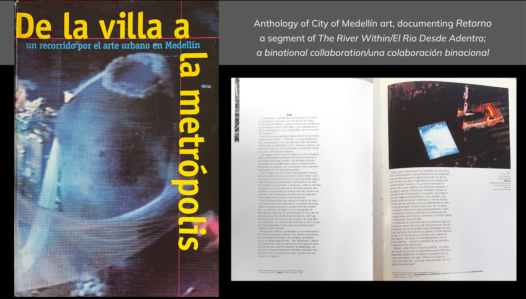1997 Hardbound book "De la villa a la metrópolis; un recorrido por el arte urbano en Medellín" 1997