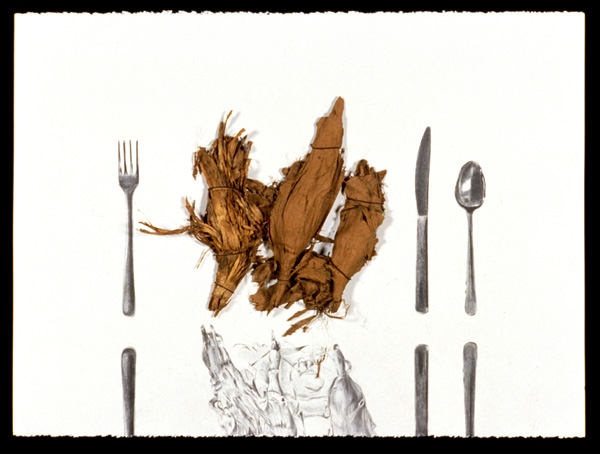 Mud Covered Corn

mud-covered corn, string, graphite, arches paper

H. 22″ W. 30″