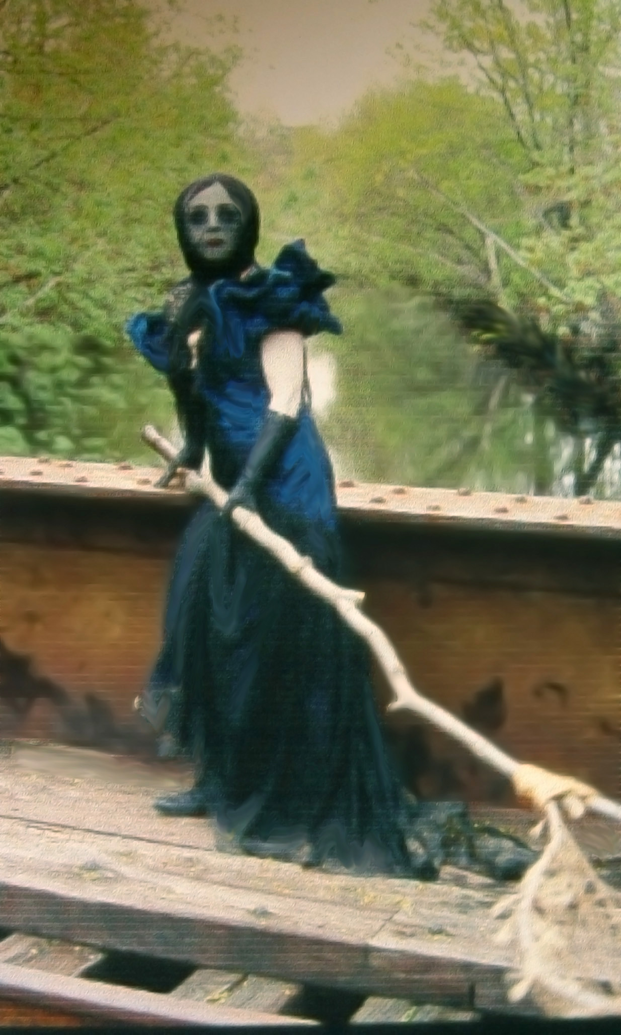 La Llorona on Bridge Tressel Searching for Her Children