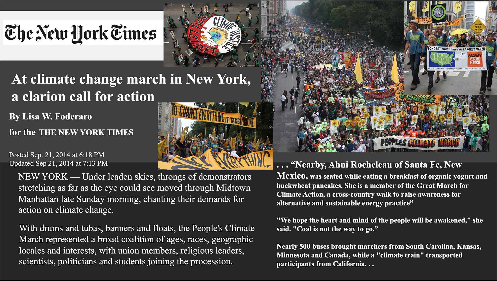A Clarion Call to Action - New York Times By Lisa W. Foderaro