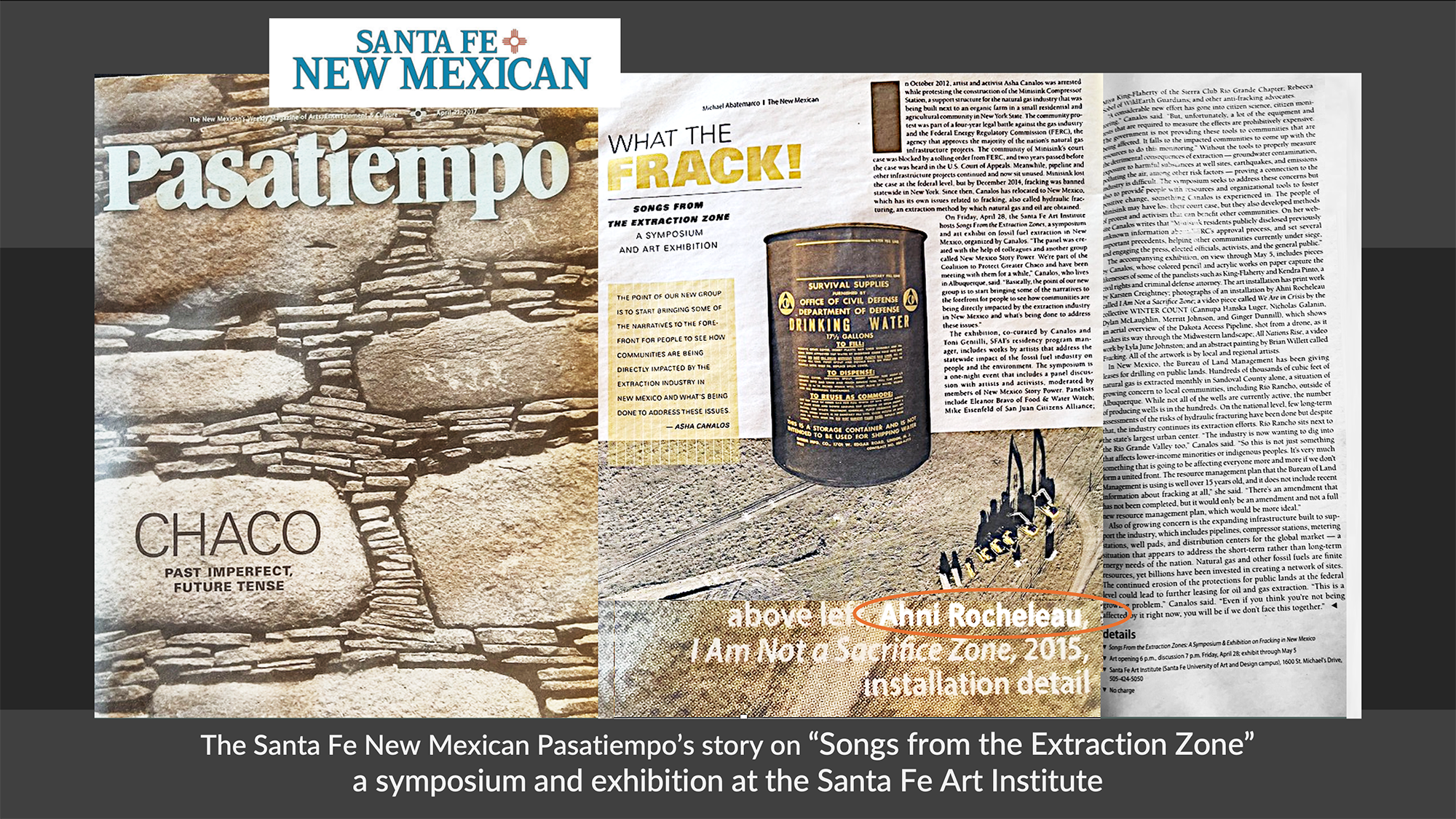 Santa Fe New Mexican's "Pasatiempo" 2019 featuring art auction to benefit the protection of the greater Chaco area from fossil fuel extraction.