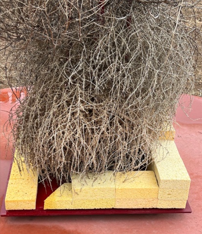 Haunt: Climate Memorial with Sponges No. 2, base for cellulose sponges on 3/16 inch steel base