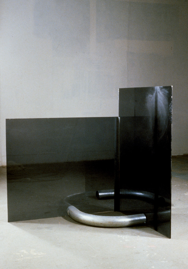 Lassitude of the Finite III, frontview

black glass, galvanized tubing

H. apx. 48″