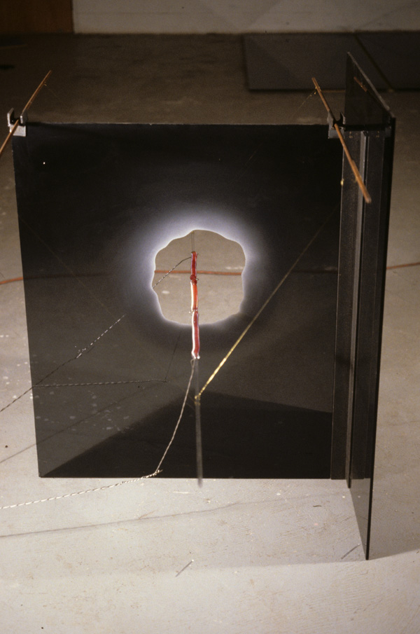 At the Core
black glass, sandblasting, red-hot nichrome wire, pyrex rod, infinite control switch

H. 33″  W. 30″  D. 30″