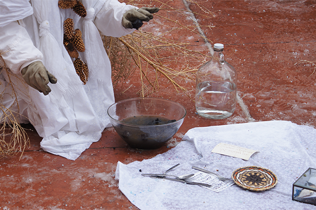 Triptych of La Llorona Preparing Materials