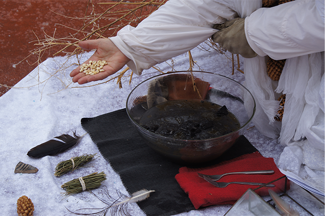 Triptych of La Llorona Taos Corn in Hand